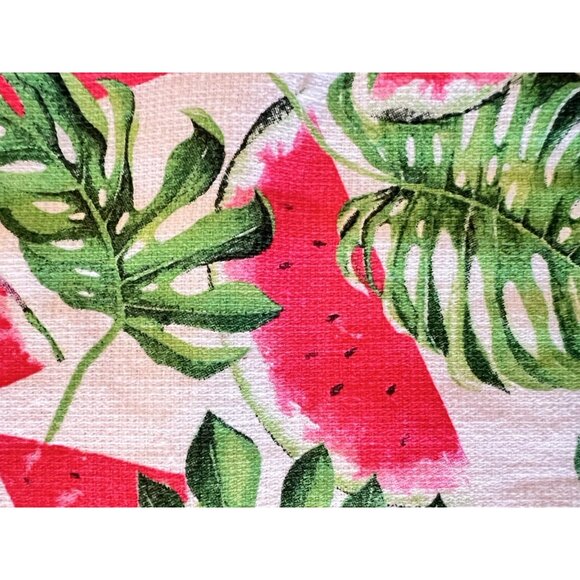 NEW Set 2 Kitchen Towels Cedar Lane WATERMELON & MONSTERA Leaf 100% Cotton - Picture 4 of 4